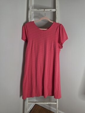 Anthropologie Maeve Women's Large Coral Pink Aline Mini Dress Diamond Print
